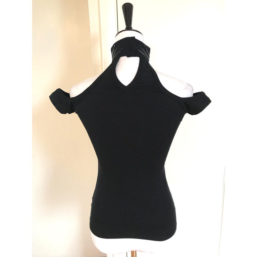 Vintage Lip Service Millennium Moon Goth Punk Cyber Tribal Halter Top Black L - Picture 4 of 8